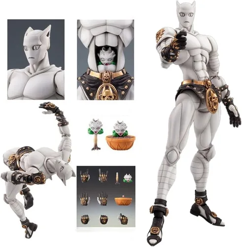 Miniatura 5 de QAHEART Figuras de Killer Queen de Kira Yoshikage, figuras de anime, estatuas de acción ultra móviles para cumpleaños Killer Queen Blanco