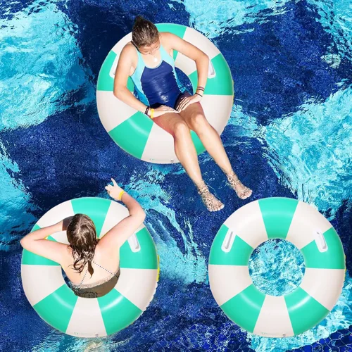 Miniatura 8 de Flotadores inflables de piscina para adultos, flotadores inflables para anillo de natación para adultos, balsa de piscina inflable para verano, Verde