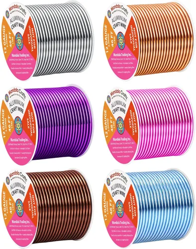 Miniatura 245 de Mandala Crafts - Alambre de aluminio anodizado de 8 calibre para hacer joyas - 9.75 m de alambre flexible negro colorido - Flexible para bonsái