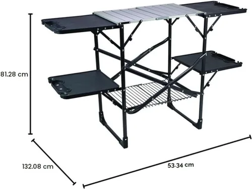 Miniatura 3 de GCI OUTDOOR Estación de Cocina Plegable Delgada Mesa de Cocina Plegable Portátil con una Superficie Resistente al Calor, 4 Mesas Laterales
