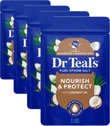 Miniatura 10 de Dr. Teal - Sal pura de Epsom remojada, nutre y protege con aceite de coco, 3 libras (el embalaje puede variar)