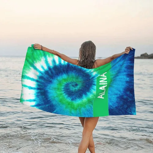 Miniatura 18 de Toalla de playa personalizada para niños y adultos, toallas de playa sin arena con nombre, toalla de playa personalizada de secado rápido, súper