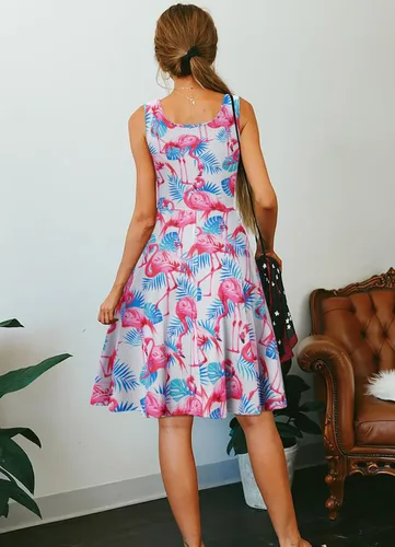 Miniatura 87 de uideazone - Vestido de mujer sin mangas cuello redondo de verano, para playa, casual, Midi línea A.