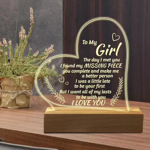 Miniatura 3 de Regalos románticos para novia, para mi novia, luz nocturna grabada, regalos "I Love You" para ella, lindos regalos de aniversario de cumpleaños
