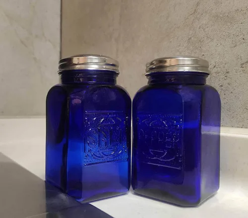 Miniatura 3 de Ritadeshop Saleros y pimenteros de vidrio estilo Depresión (azul cobalto)