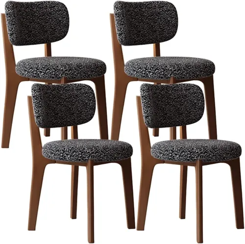 Miniatura 37 de YVYKFZD Solid Wood Dining Chairs, Fabric Dining Room Chair Set of 2/4/6, Upholstered Kitchen Chairs with Curved Backrest, Armless Living Room Chair