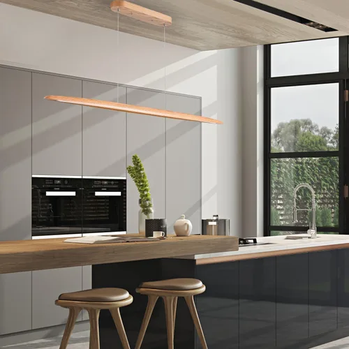 Miniatura 4 de YISDESIGN Lámpara Colgante Lineal LED de Madera de 59" 40W, Lámpara LED para Comedor Regulable, Lámpara Colgante para Comedor, Cocina, Isla, Mesa