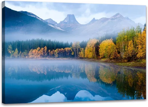 Miniatura 8 de SKASNFAI Arte de Pared en Lienzo del Parque Nacional, Pintura de Paisaje Natural de Montaña, Arte Enmarcado para Decoración del Hogar, para Sala