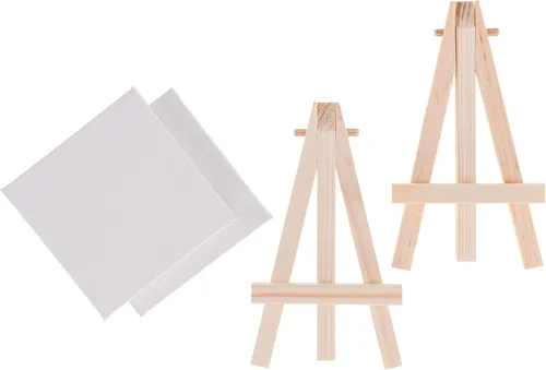 Paquete de fiesta mini lienzos con caballete, 4 piezas, para artistas principiantes, ideal para bellas artes, manualidades, decoración del hogar y