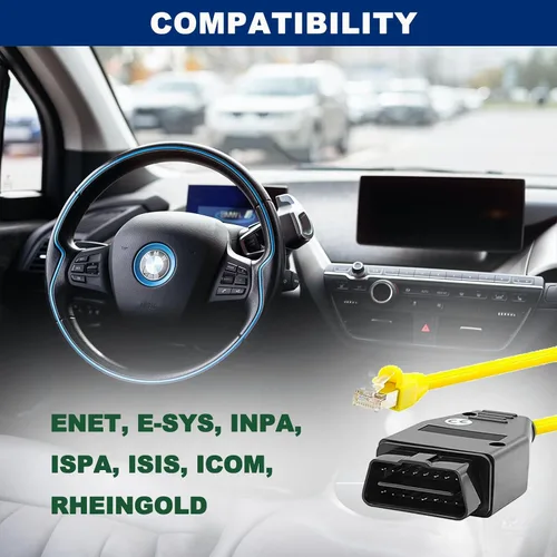 Miniatura 3 de ENET - Cable OBD2 compatible con BMW OBD, ICOM E SYS ISTA, Bootmod3 Bimmercode - Serie F - Cable RJ45 de 6.6 pies (6.6 ft)