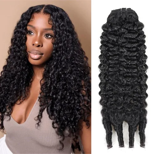 Miniatura 18 de Extensiones de cabello con clip de 12 pulgadas, rizado birmano, negro natural, extensiones de cabello con clip rizado birmano, cabello humano real