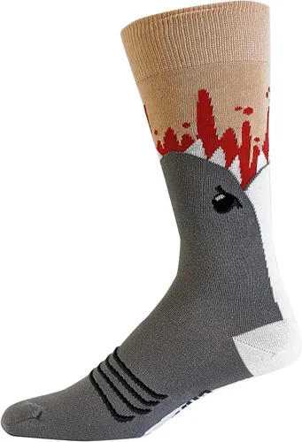 Miniatura 9 de Crazy Dog T-Shirts Calcetines de ataque de tiburón para hombre, divertidos gráficos de mordida de mandíbulas con patrón divertido, regalo de broma