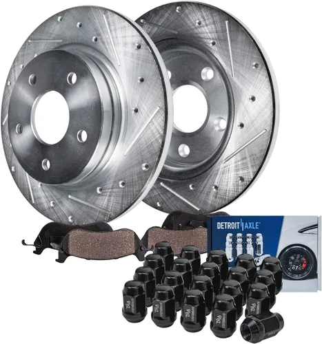 Miniatura 26 de Detroit Axle - Kit de freno delantero para Hyundai Nexo 2019-2024, rotores de freno perforados y ranurados, pastillas de freno de cerámica