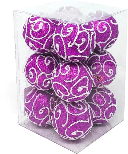 Miniatura 9 de Allgala Paquete de 12 bolas de adorno para árbol de Navidad de 3 pulgadas, bolas de espuma decoradas con purpurina, bolas de Navidad grandes, oro