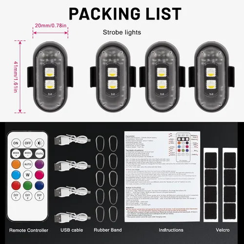 Miniatura 8 de XINGWU - 4 luces estroboscópicas LED inalámbricas con control remoto, 8 colores, carga USB, impermeables, luces de emergencia, luz para roca