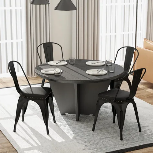 Miniatura 2 de Giantex Juego de 4 sillas de comedor de metal, sillas auxiliares apilables de cocina sin brazos con respaldo desmontable y asiento acolchado de piel
