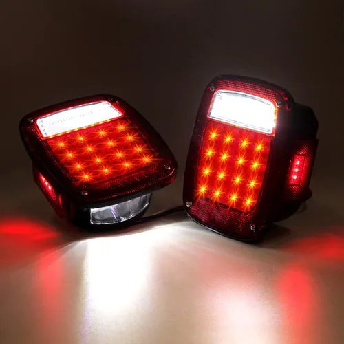 Miniatura 3 de Partswcgg 2 piezas de luces traseras combinadas cuadradas ensamblaje de lámparas con luces marcadoras laterales rojas de repuesto para Wrangler TJ