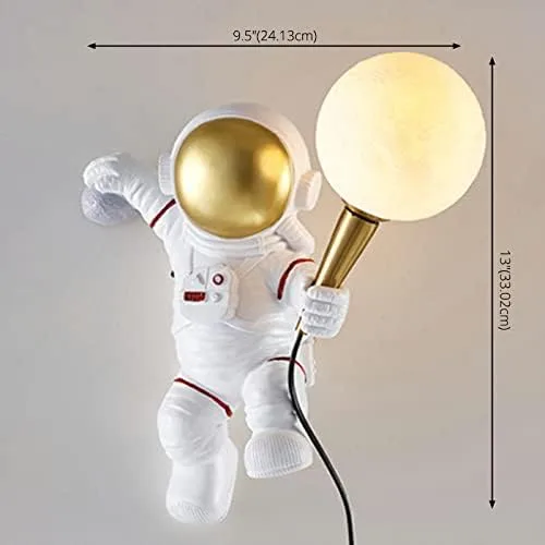 Miniatura 4 de Aplique de pared LED, estilo astronauta, aplique de pared LED de resina para niños, lámpara de pared blanca de dibujos animados para niños