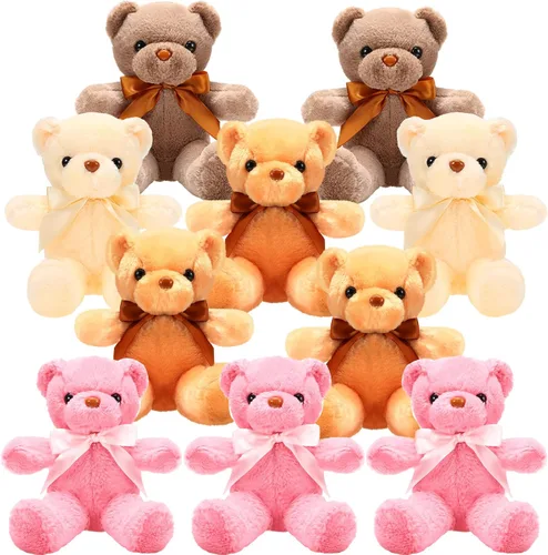 Miniatura 8 de Skylety 10 osos de peluche a granel de 12 pulgadas, osos de peluche suaves de regalo con lazo de cinta para cumpleaños, baby shower, boda