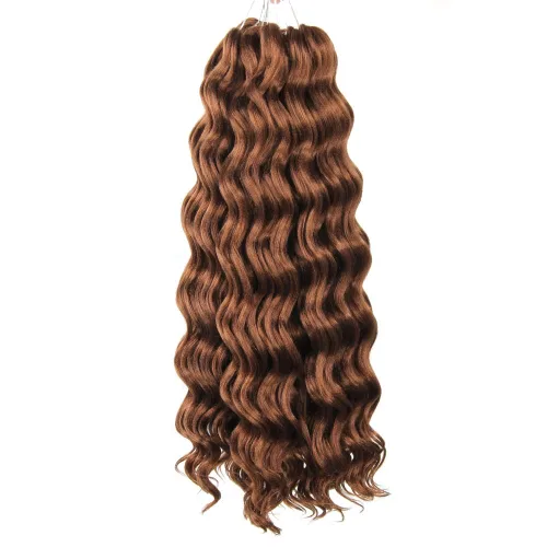 Miniatura 34 de Pelo de onda marina con trenzas de ganchillo, 6 pulgadas, 8 paquetes, trenzas rizadas suaves y profundas, extensiones de pelo sintético ondulado