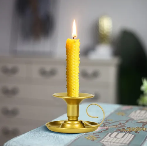 Miniatura 7 de Portavelas – 2 portavelas de hierro retro dorado para centros de mesa para bodas, fiestas, Navidad, decoración de mesa del hogar (dorado, 2 unidades)