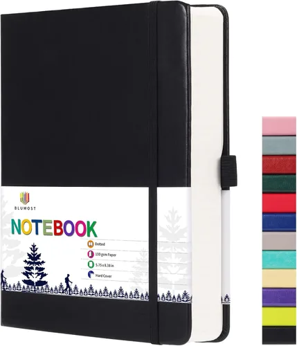Miniatura 19 de Cuaderno de papel en blanco - 280 páginas A5 con papel en blanco de 100 g/m², papel grueso, tapa dura, cuero PU, 5.75" × 8.38" - Negro