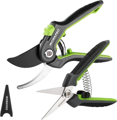 Miniatura 9 de WORKPRO Tijeras de podar yunque de jardín, tijeras de podar de 8" resistentes con mango de diseño ergonómico, cortadoras de jardín que ahorran