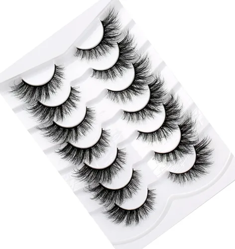 Miniatura 318 de Pooplunch - Pestañas postizas finas de visón sintético, estilo ojo de gato, naturales, cruzadas, tipo racimo, efecto 8D de volumen, tiras