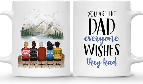 Miniatura 14 de Gossby Taza personalizada (3 hijas) Thank You Dad For Everything, taza personalizada para papá, de regalo, día del padre, cumpleaños, 11 onzas, 15 3