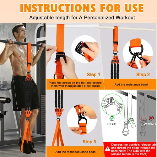 Miniatura 8 de Two Foot Pull Up Assistance Bands,Heavy Duty Pull Up Workout Bands,Adjustable Weight/Size with Comfortable Fabric Feet/Knee Rest for Home Gym
