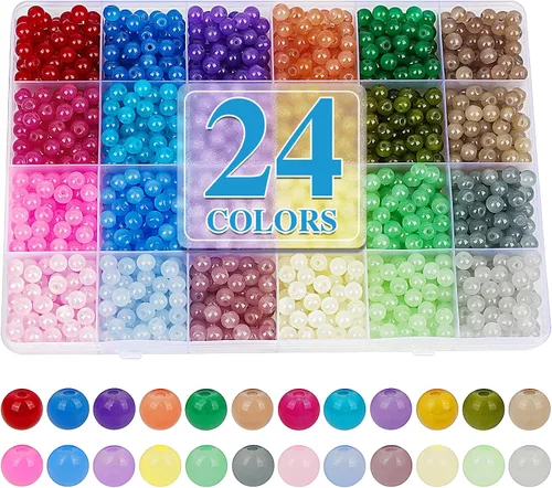 Miniatura 9 de XSEINO Juego de aproximadamente 7200 cuentas de vidrio de 0.236 pulgadas para hacer pulseras, 144 diseños surtidos, serie de colores especiales