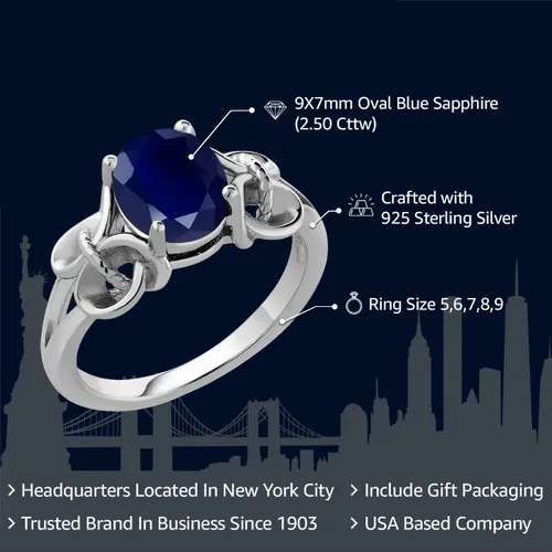 Miniatura 2 de Gem Stone King Anillo de compromiso ovalado con piedra natal para mujer, plata de ley 925, ovalado de 0.354 x 0.276 in, anillo de compromiso
