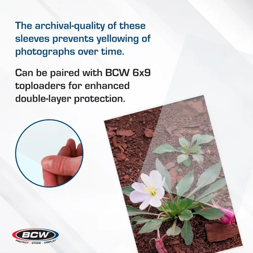 Miniatura 4 de BCW Fundas para fotos de 6 x 9 – 100 unidades Sin ácidos, sin PVC Polipropileno transparente Almacenamiento de archivo para fotos y postales