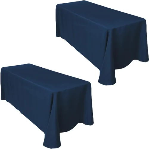 Miniatura 18 de LTC LINENS - Paquete de 2 manteles rectangulares de poliéster, de 60 x 102 pulgadas y 6 pies, color azul bebé, con caída parcial, resistentes a