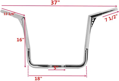 Miniatura 3 de Green-L Manillar Ape Hanger de 16 pulgadas de altura de 1.25 pulgadas apto para Harley Touring Electra Glide Baggers FLHT Dressers FLHTC 1982
