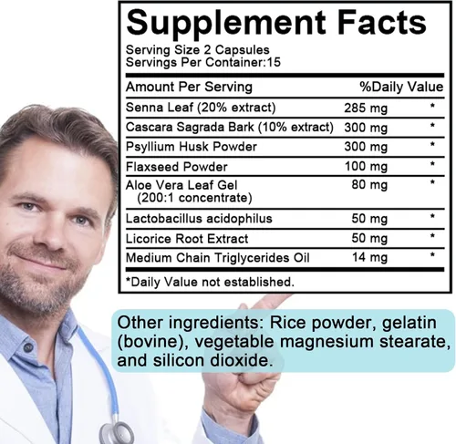 Miniatura 2 de TAOTERS Paquete de 2 suplementos de limpieza intestinal de limpieza de 15 días, suplemento de desintoxicación con Senna, Cascara Sagrada y cáscara