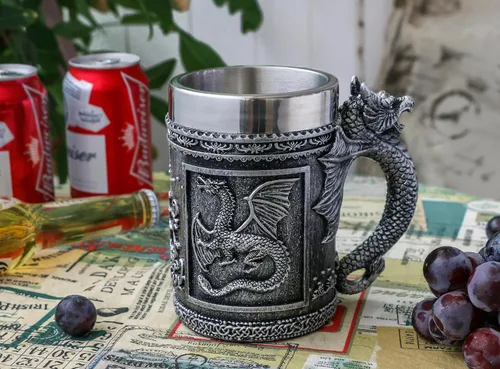 Miniatura 8 de Alikiki Taza de Café de Dungeons and Dragons Grande - Taza de GOT D&D para Juego de Cerveza Tazas de Regalo para Hombres - 21oz Jarra de Acero