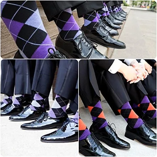 Miniatura 3 de USBingoshop Calcetines de algodón para hombre, diseño de rombos a rayas, color negro