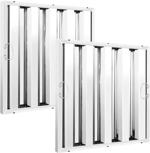 20 pulgadas de altura | Filtro de campana de acero inoxidable de 16 pulgadas de ancho | Juego de 2 | Filtro deflector de campana de cocina comercial