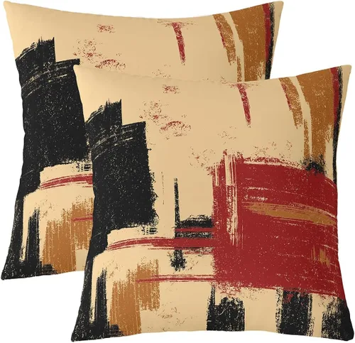 Miniatura 29 de Juego de 2 fundas de almohada abstractas de 16 x 16 pulgadas para niños, niñas, adolescentes, decoración de dormitorio, moderna a rayas, decoración