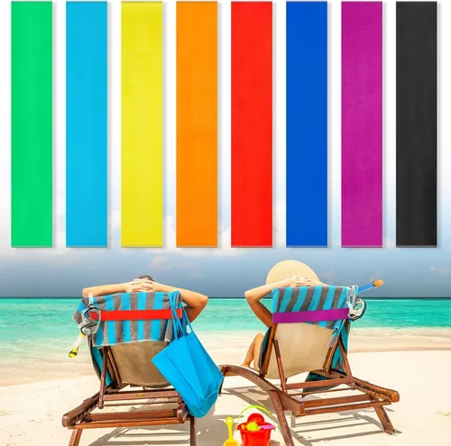 Miniatura 13 de Boao 8 Piezas Bandas de Toalla Grandes para Sillas de Playa 15.75" x 1.97" Bandas de Toalla para Sillas de Crucero Clips Elásticos a Prueba
