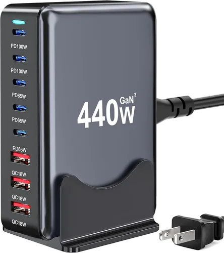 Miniatura 8 de 320W Bloque de Cargador USB C, Estación de Carga Rápida de 8 Puertos USB Hub PD 100W GaN Ⅲ Estación de Carga Pro para Múltiples Dispositivos