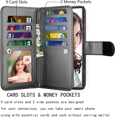 Miniatura 2 de Njjex Funda para Galaxy Note 20 Ultra (2020), para Samsung Note 20 Ultra 5G, [9 ranuras para tarjetas] Funda de piel sintética para crédito