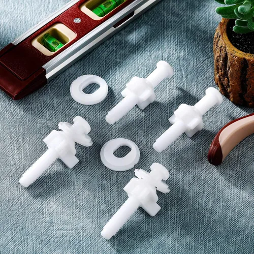 Miniatura 8 de Kit de repuesto de 32 piezas de tornillos para asiento de inodoro Jetec, pernos de plástico con tuercas de plástico y arandelas, kit de piezas