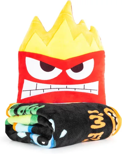 Miniatura 3 de Jay Franco Disney Pixar Inside Out Anger Nogginz - Juego de ropa de cama de viaje de 40 x 50 pulgadas, manta y almohada de viaje ligera para niños