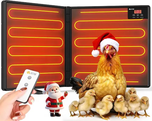 Miniatura 11 de Calentador de gallinero para invierno con control remoto por aplicación, 30''x12'' calentadores de pollo plegables grandes y cálidos dentro