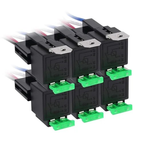 APIELE Relé de 4 pines 12V 40A con fusible de 30A DC SPST con fusible normalmente abierto 1NO, socket de arnés de 14 AWG para automóvil, camión,