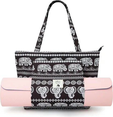 Bolsas de yoga WLLWOO WLLWOO para mujeres con porta-mats de yoga, bolsa de lona para llevar, para pilates, para el hombro, para viajes, oficina,