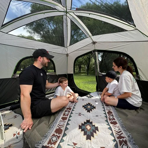 Miniatura 9 de Happy Travel Tent 6 Person Tents for Camping, Waterproof Easy Setup Camping Tent with Rainfly, Portable Large Family Cabin Tent with 5 Large Mesh