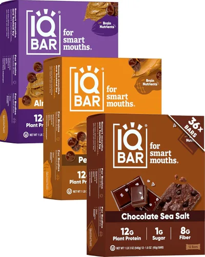 Miniatura 27 de IQBAR - Barras de proteínas para el cerebro y el cuerpo a base de plantas - Banana y nuez - 24 unidades - Keto, veganas, bajas en carbohidratos